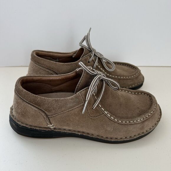 Birkenstock Womens Pasadena Lace Up Shoes Sz EU 38 US 7-7.5 Tan Suede Moccasins - Picture 2 of 12